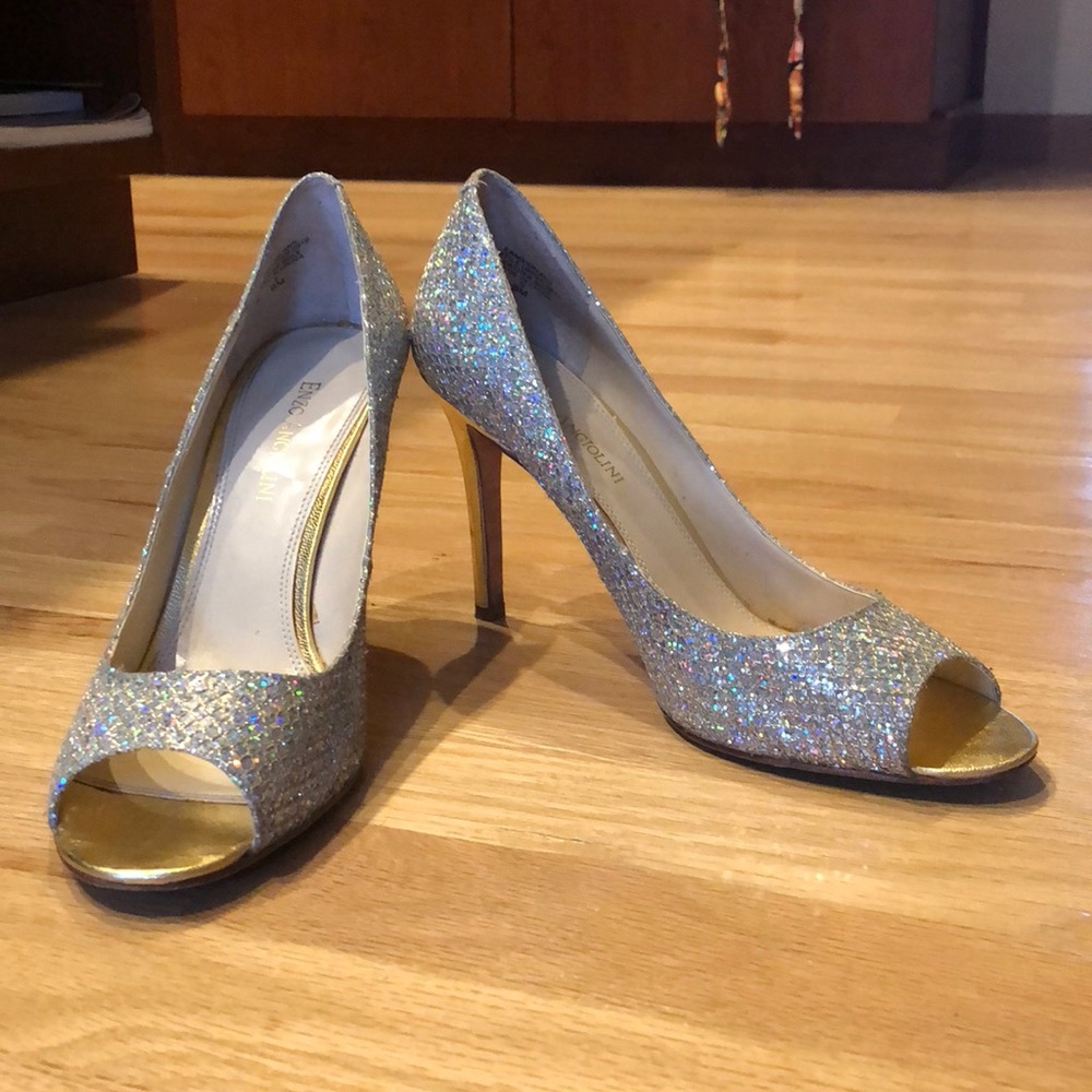 Sparkling “Enzo Angiolini” Peep-toed Stilettos